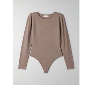 Aritzia Babaton Contour Crewneck Longsleeve Bodysuit Turner Taupe- Medium